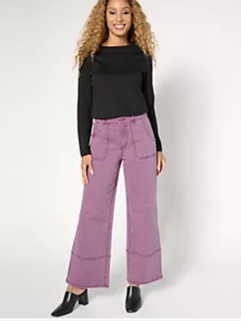 LOGO by Lori Goldstein Wide-Leg Pants in Dusty Mauve